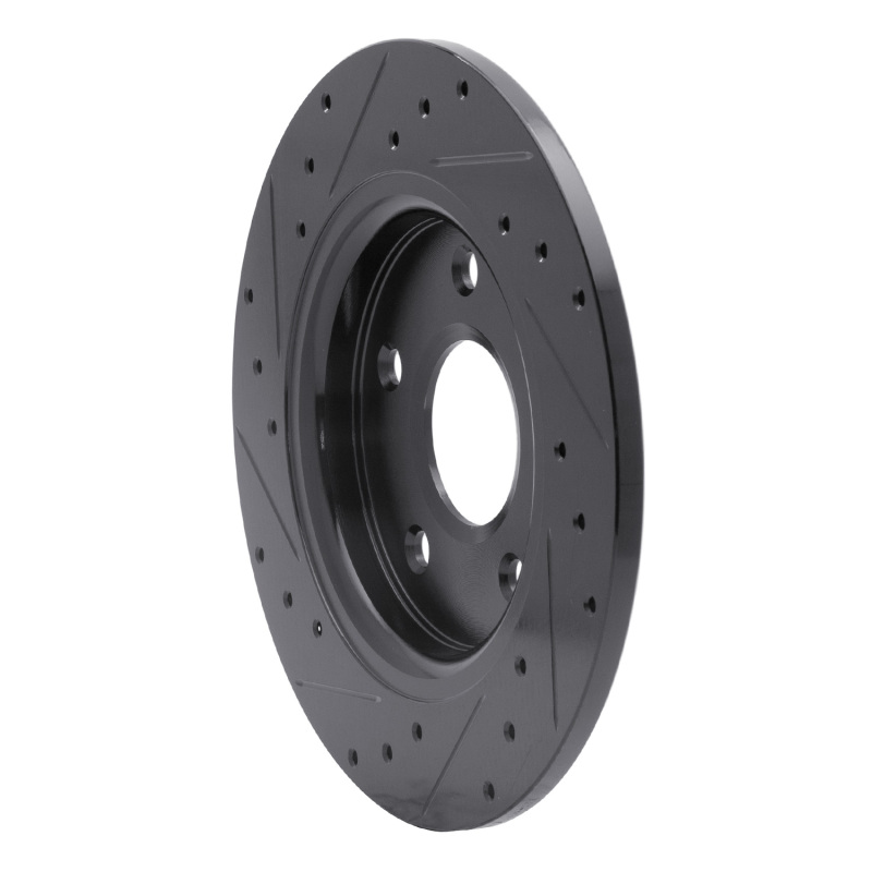 Chrysler Town & Country Brake Rotor (1) - Rear Right - R1 Concepts - Drilled & Slotted - Black - `08-`16